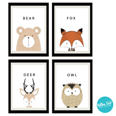 Fuzzy Friends Hand Drawn Animal Wall Decals