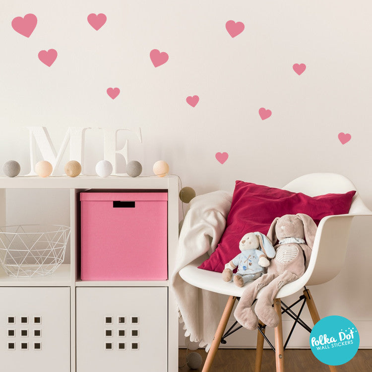 Mini Pack - One Inch Vinyl Heart Stickers  Peel and Stick – Polka Dot Wall  Stickers