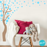 Long Tree Wall Decal with Polka Dot Leaves