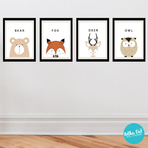 Fuzzy Friends Hand Drawn Animal Wall Decals