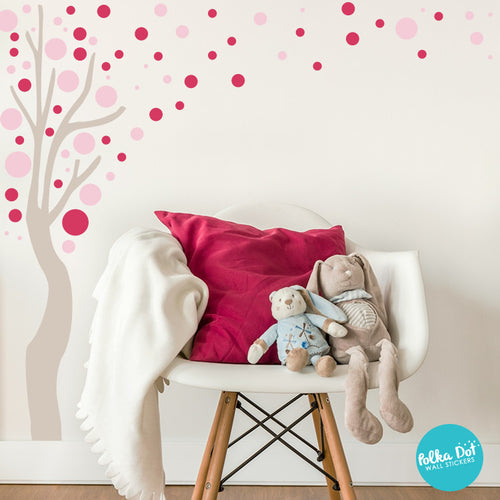 Long Tree Wall Decal with Polka Dot Leaves