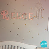 1 inch gold polka dot wall decals.
