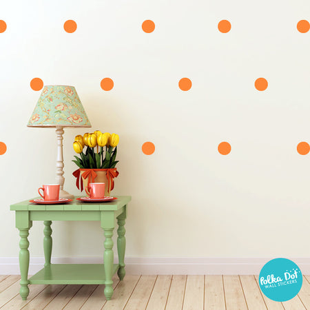 Bright Orange Polka Dot Wall Decals