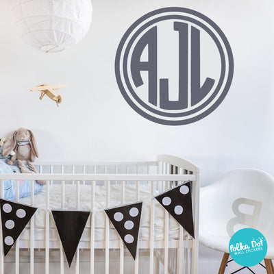 3 Letter Circle Monogram Wall Decals