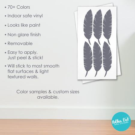 Single Color Feather Wall Decals