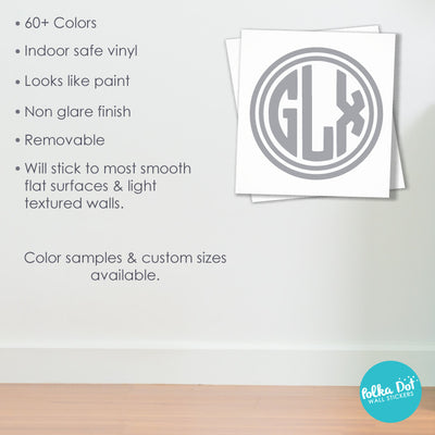 3 Letter Circle Monogram Wall Decals